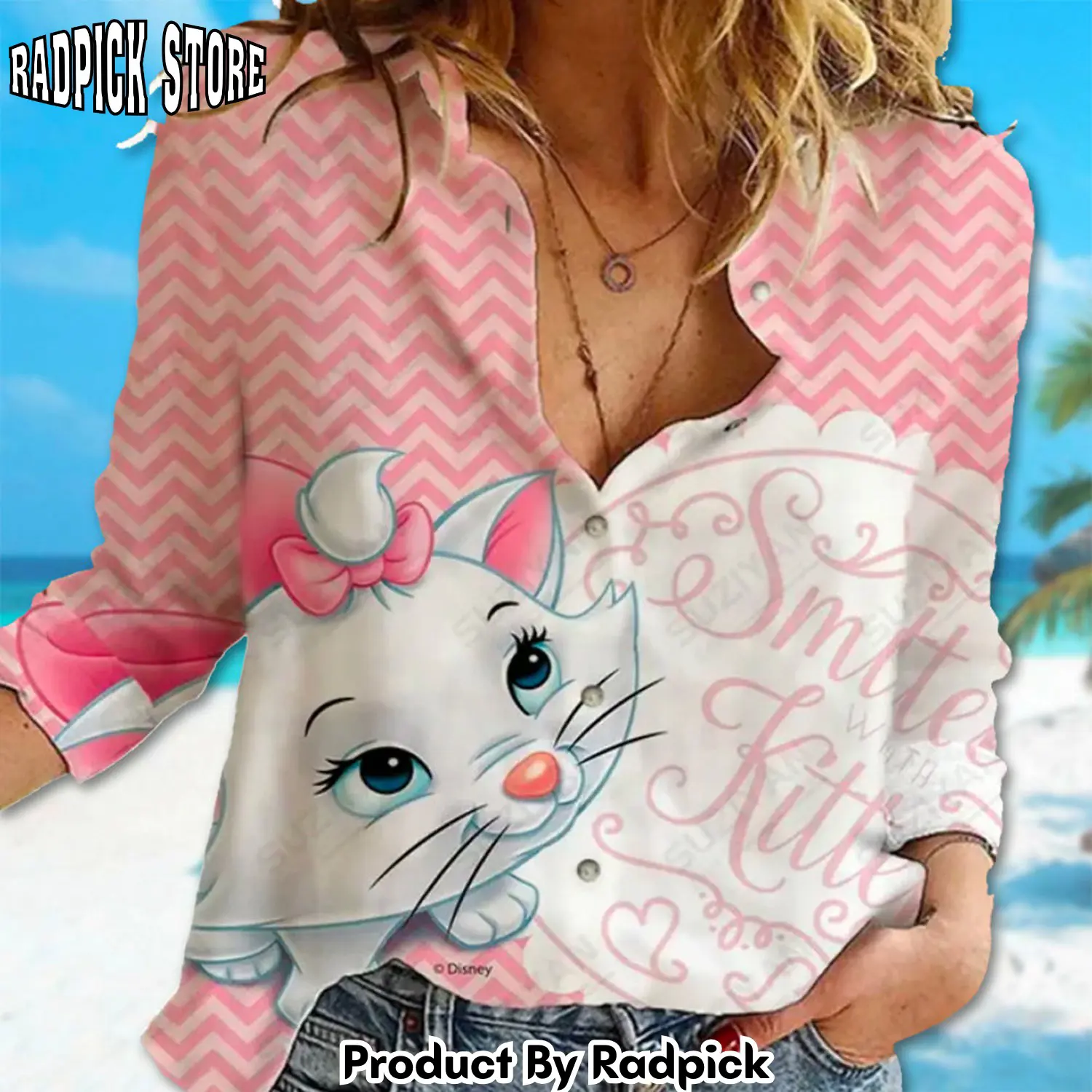 Radpick the aristocats women casual shirt cute marie cat linen shirt animated cat linen button shirt aristocats shirt magic kingdom trip g rp66268